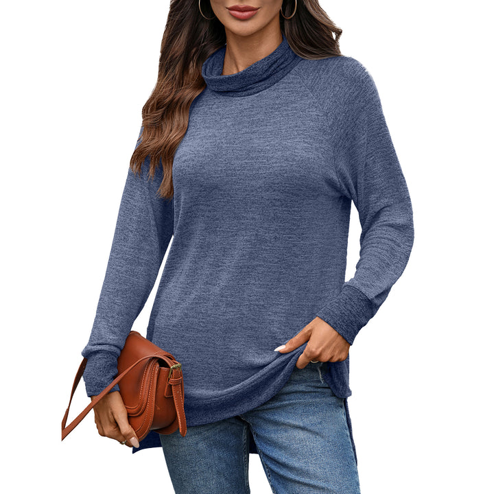 Damen lässiger Pullover mit stehendem Kragen und seitlichen Schlitzen Drune