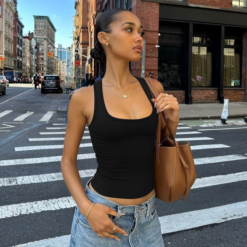 Damen Sportliches Tanktop mit breiten Trägern Drune