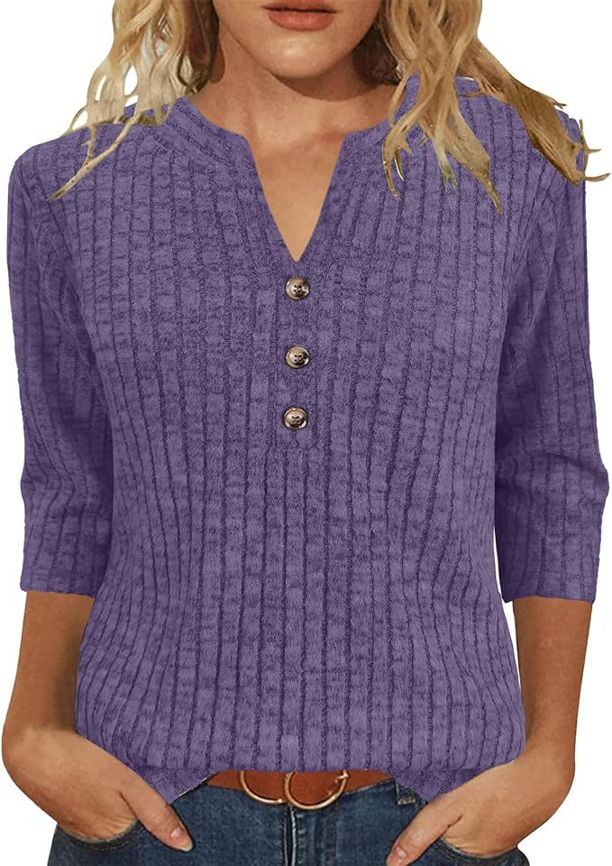 Damen Strickpullover mit dekorativem Knopfverschluss und modernem Rippenmuster Drune