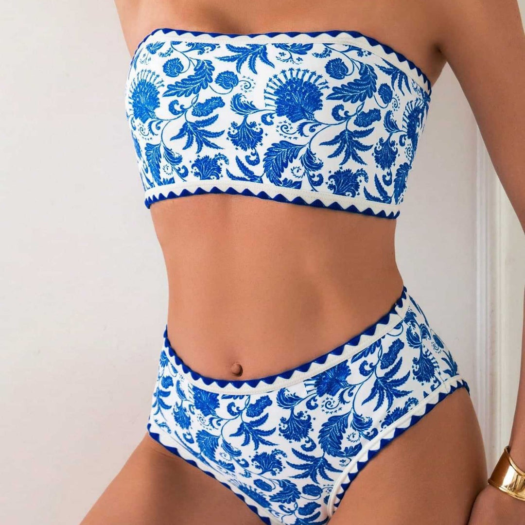 Damen Bandeau-Bikini mit trendigem floralen Design Drune