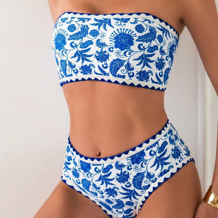 Damen Bandeau-Bikini mit trendigem floralen Design Drune