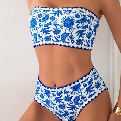 Damen Bandeau-Bikini mit trendigem floralen Design Drune