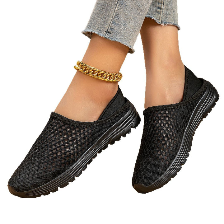 Damen nan luftige Schlupfsneaker mit Honigwaben-Strickoberteil und gedämpfter Komfortsohle Drune