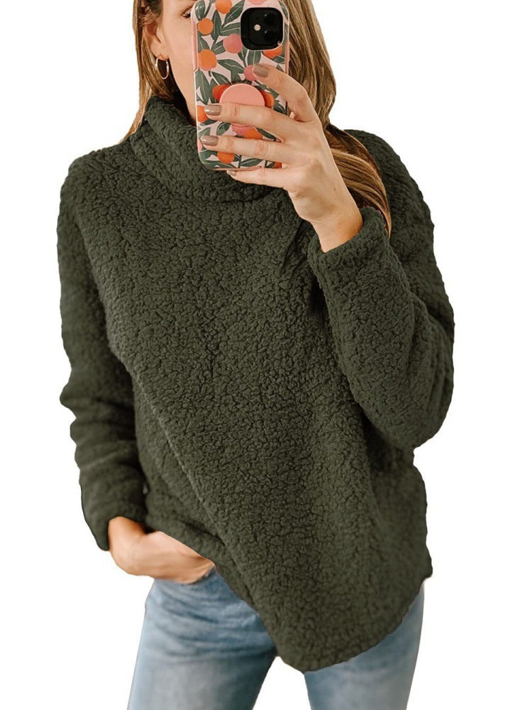 Damen Kuscheliger Fleece-Pullover mit hohem Kragen und strukturierter Oberfläche Drune