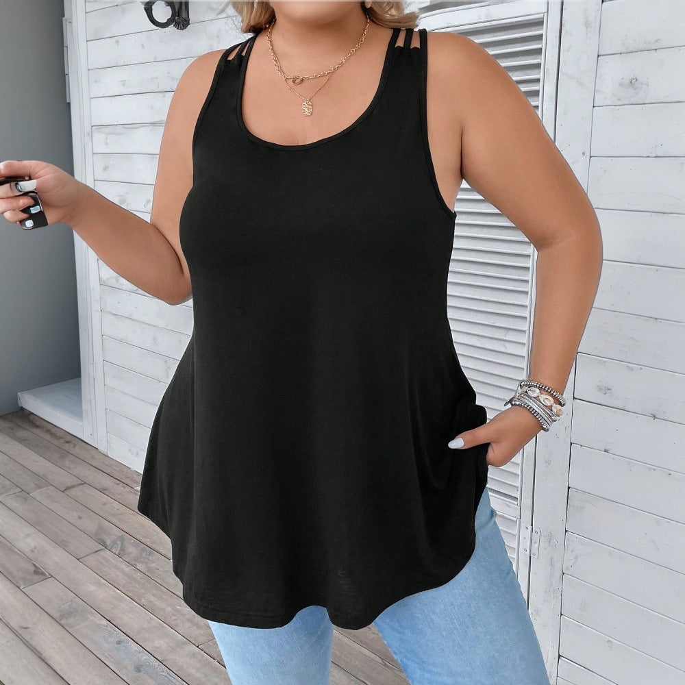 Damen lässiges Tanktop mit dekorativen Trägerdetails und asymmetrischem Saum Drune