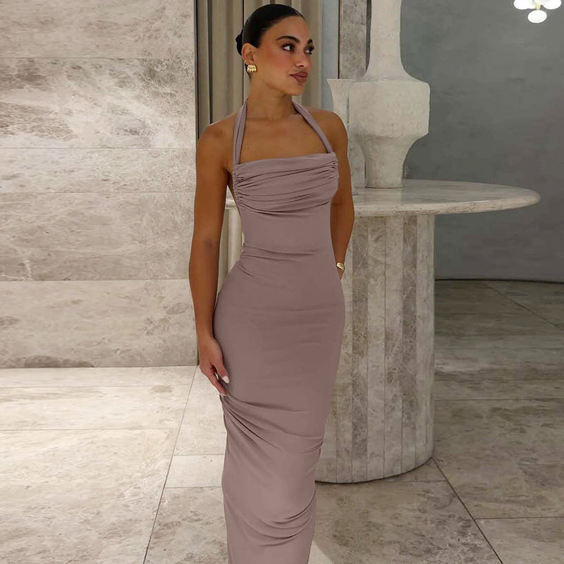 Damen trägerloses Maxikleid mit elegantem Drapé Drune