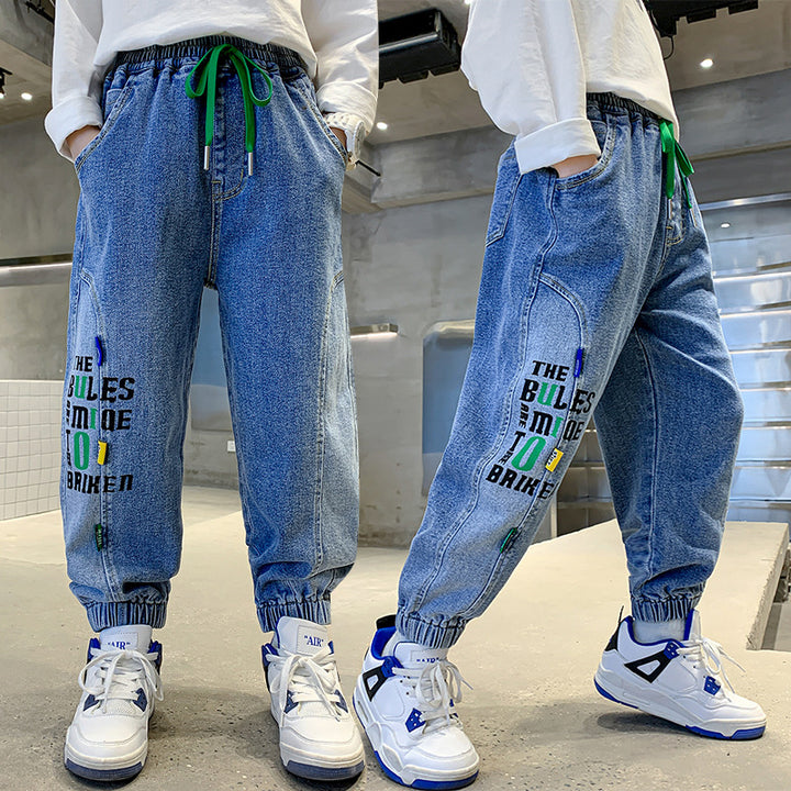 Damen bequeme Freizeithose mit kreativem Druck Drune