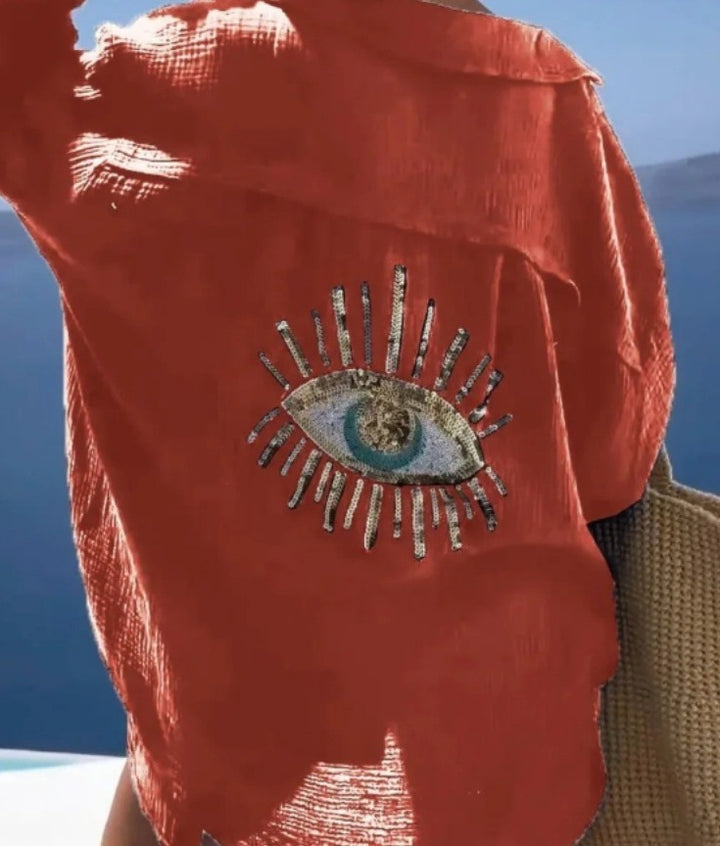 Damen Bluse mit einzigartigem Auge-Stickerei Drune