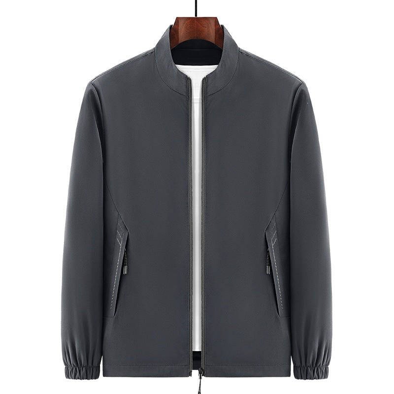 Herren Urbaner Micro‑Ripstop‑Übergangsblouson mit Stehkragen, verdecktem Reißverschluss & elastischen Manschetten Drune