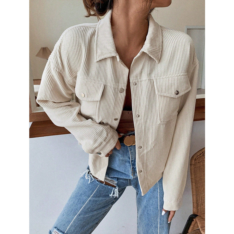 Damen lässige Cordjacke im Oversized-Stil Drune
