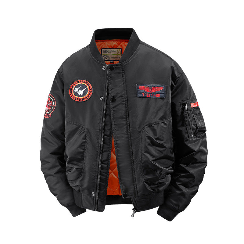 Herren  flugzeuginspiriertes Patch-Detail isolierte Pilot-Bomberjacke Drune