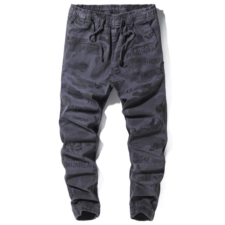 Herren Camouflage-Joggerhose mit Tunnelzug, elastischen Bündchen und Statement-Prints Drune