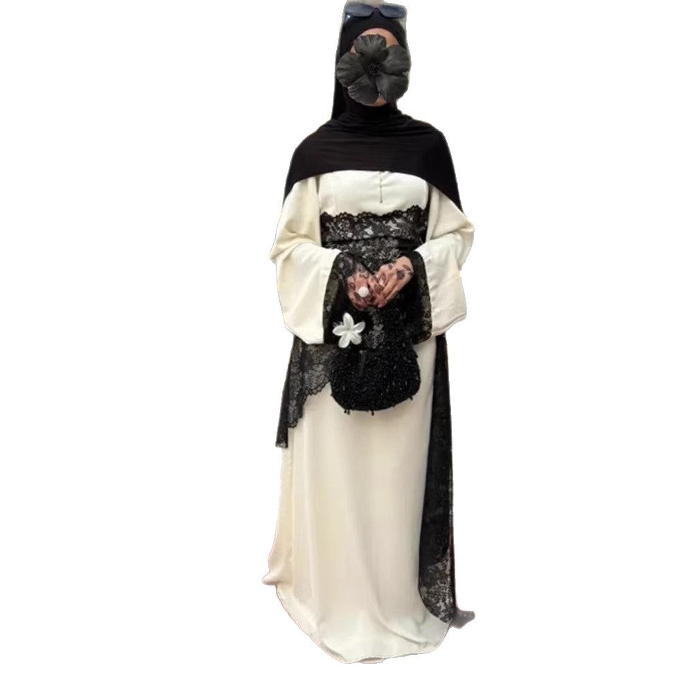 Damen Lagenlook-Spitzen-Tunika mit Bindegürtel und asymmetrischem Saum Drune