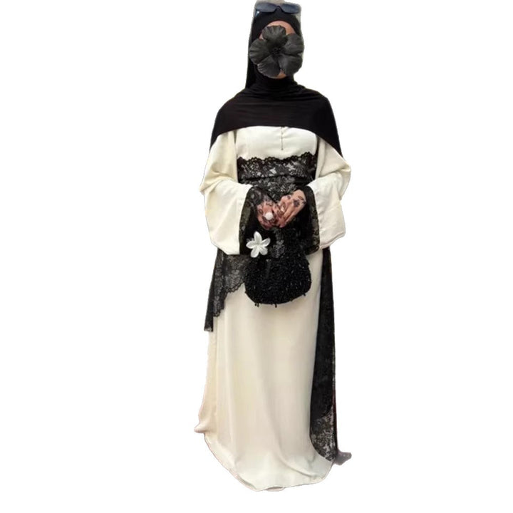 Damen Lagenlook-Spitzen-Tunika mit Bindegürtel und asymmetrischem Saum Drune