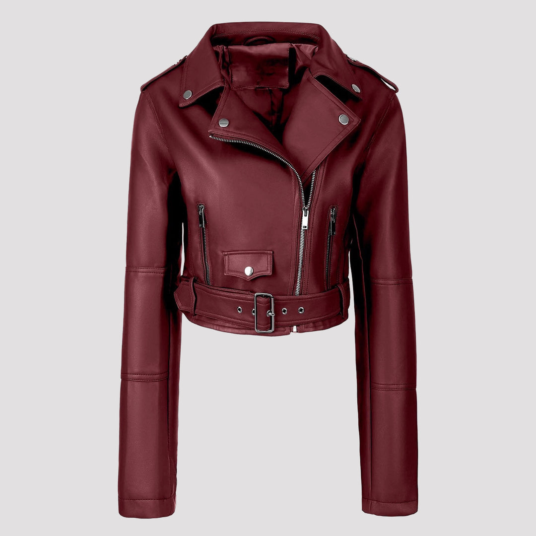 Damen Modische Kurz-Bikerjacke Drune