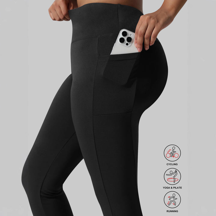 Damen Capri-Trainingstights mit hohem Bund, Slim-Fit und seitlichen Taschen Drune