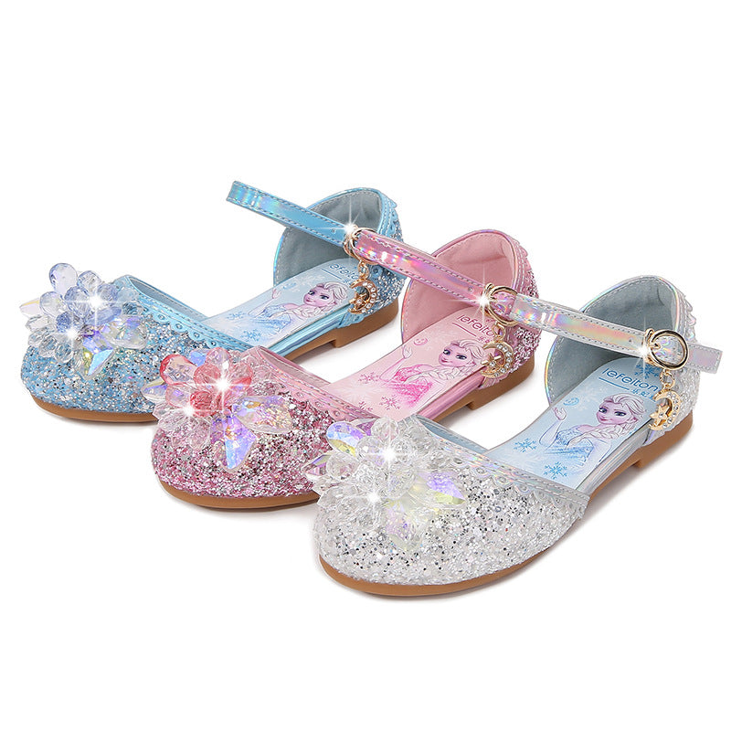 Mädchen Glitzernde Ballerinas mit Blumenapplikationen Drune