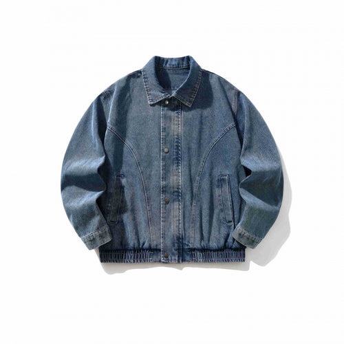 Herren Oversize-Jeansjacke mit elastischem Saum und verdeckter Druckknopfleiste Drune