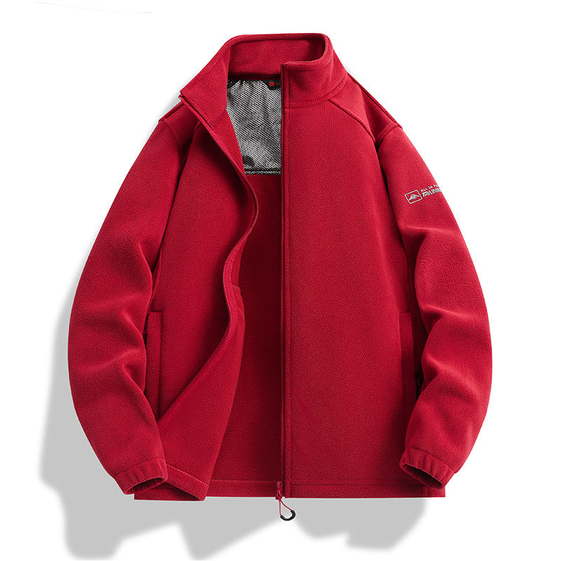 Herren Fleecejacke mit Stehkragen, Windabweisender Microfleece und Reißverschlusstaschen Drune