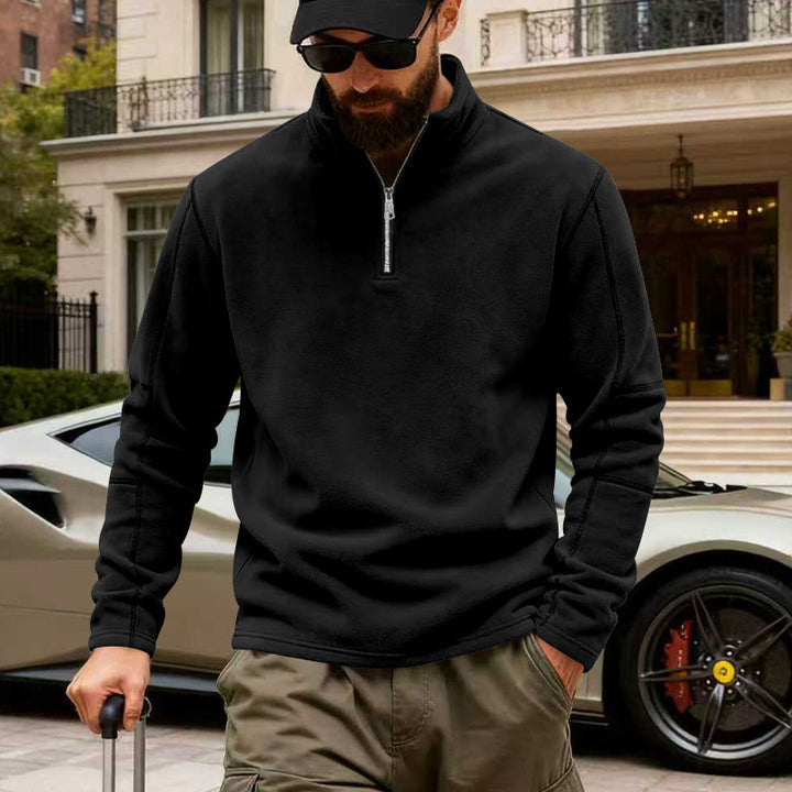 Herren Halbzip-Sweatshirt mit Stehkragen und markanten Nahtdetails Drune