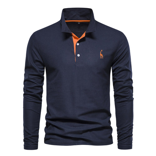 Herren Langarm Poloshirt mit modernem Kontrastkragen und hochwertigem Baumwollmix Drune