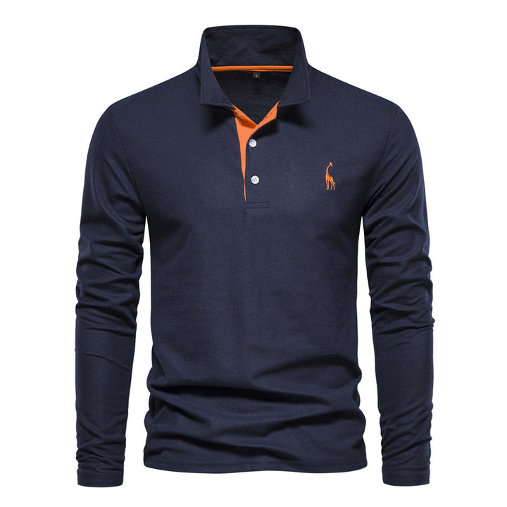 Herren Langarm Poloshirt mit modernem Kragen und atmungsaktiver Baumwollqualität Drune