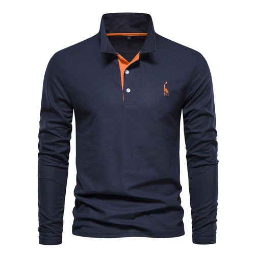 Herren Langarm Poloshirt mit modernem Kragen und atmungsaktiver Baumwollqualität Drune