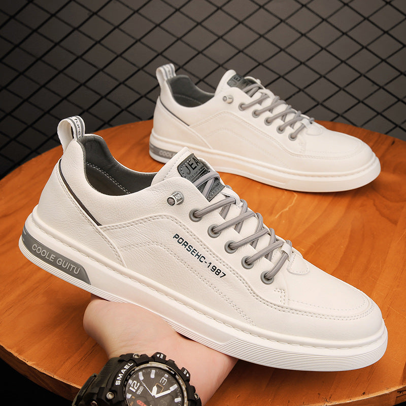 Herren elegante niedrige Leder-Sneaker mit Komfortfußbett und rutschfester Gummisohle Drune