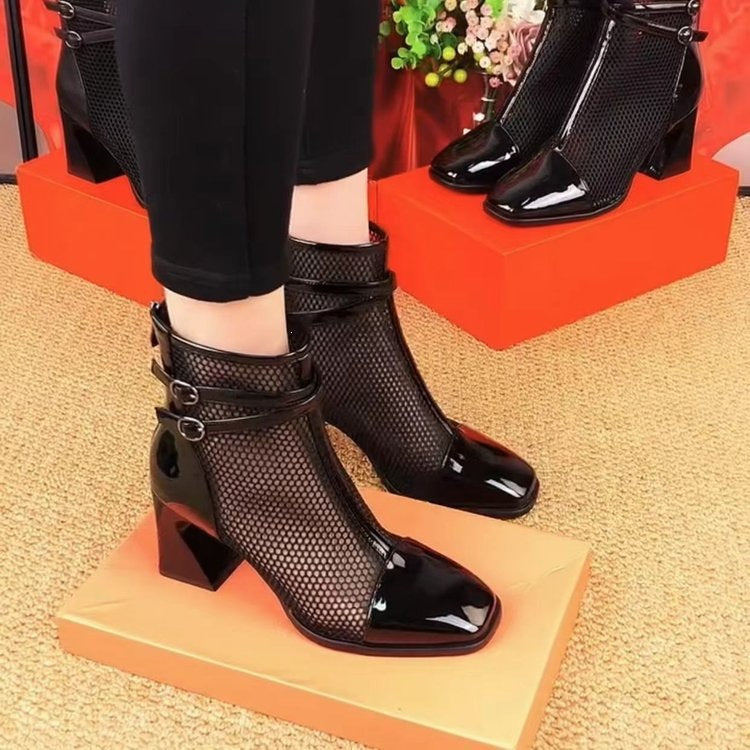 Damen Elegante Netz-Stiefeletten Drune