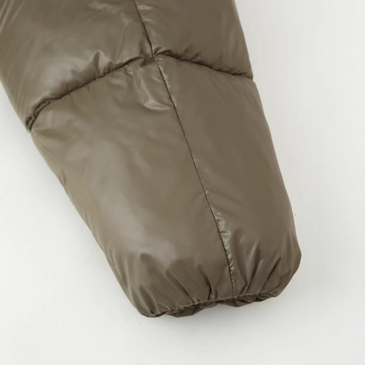 Damen Kurzer wattierter Boxy-Parka mit hohem Stehkragen und Druckknöpfen Drune