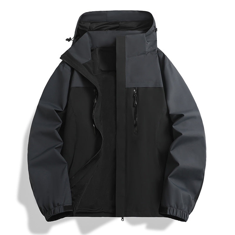 Herren Wasser- und winddichte Softshell-Outdoorjacke mit Kapuze, atmungsaktivem Meshfutter und Brustreißverschluss Drune