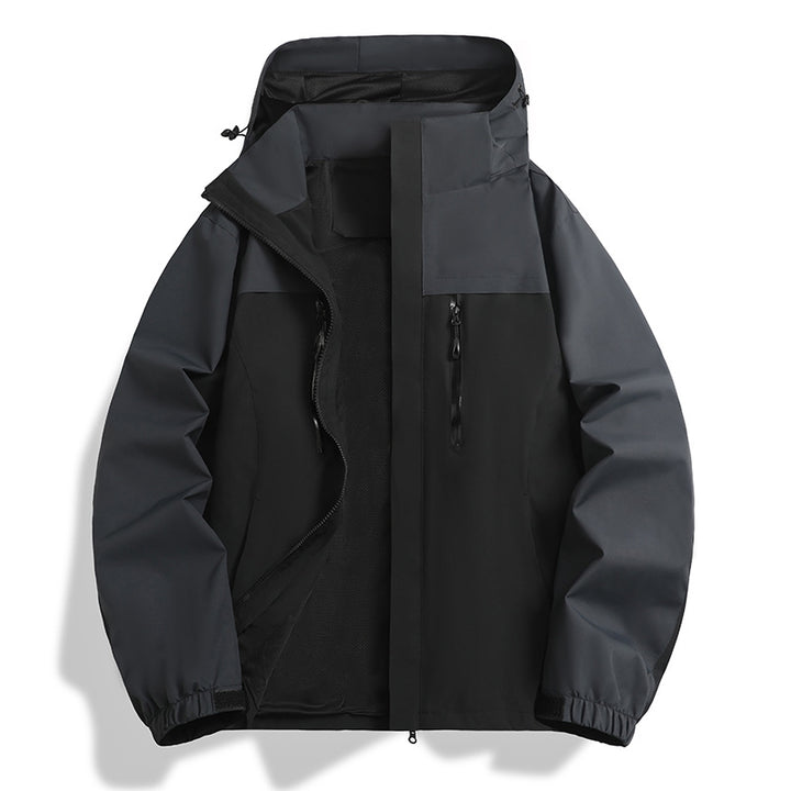 Herren Wasser- und winddichte Softshell-Outdoorjacke mit Kapuze, atmungsaktivem Meshfutter und Brustreißverschluss Drune