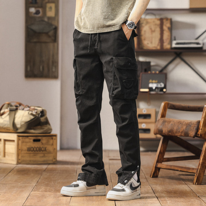 Herren Taktische Cargo-Joggerhose mit Tunnelzugbund und verstellbaren Druckknopf‑Taschen Drune