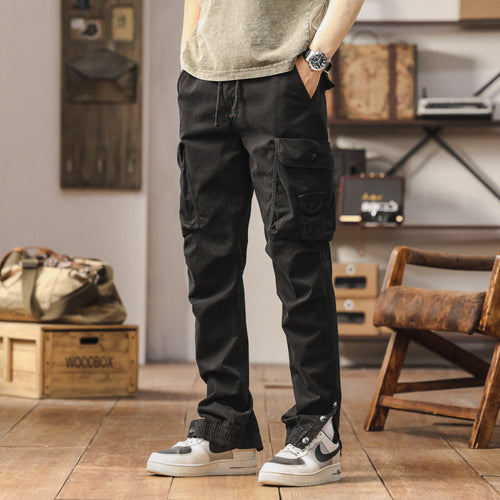 Herren Taktische Cargo-Joggerhose mit Tunnelzugbund und verstellbaren Druckknopf‑Taschen Drune