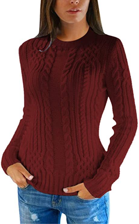 Damen Pullover mit hohem Kragen und Zopfmuster Drune