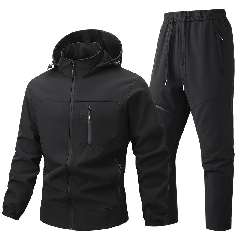Herren Funktionale Sportjacke mit Kapuze und Jogginghose Drune