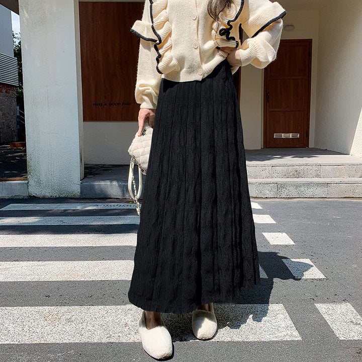 Damen Langer, eleganter Strickrock mit feinem Wellenmuster Drune