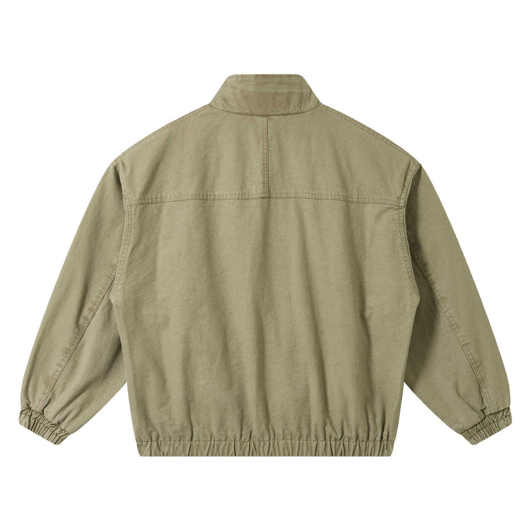 Unisex Kurze Canvas-Fieldjacke im Utility‑Look mit hohem Stehkragen und elastischem Saum Drune