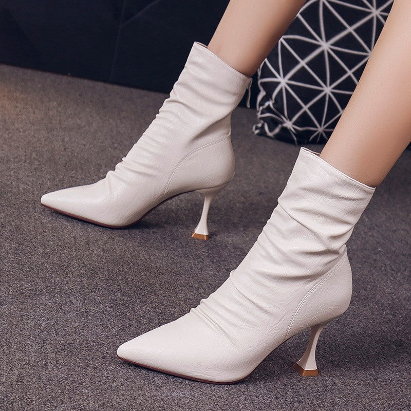 Damen Elegante Ankle Boots mit spitzem Fuß Drune