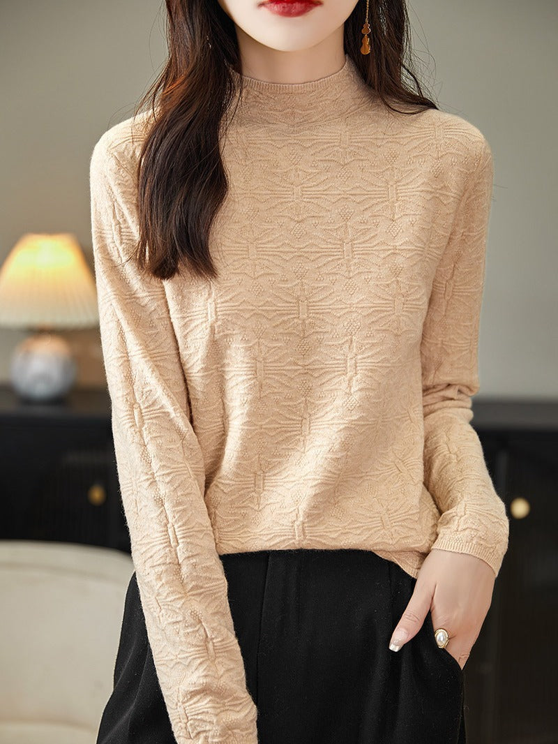 Damen Strukturiertes Feinstrick-Longsleeve mit Stehkragen und kastiger Silhouette Drune