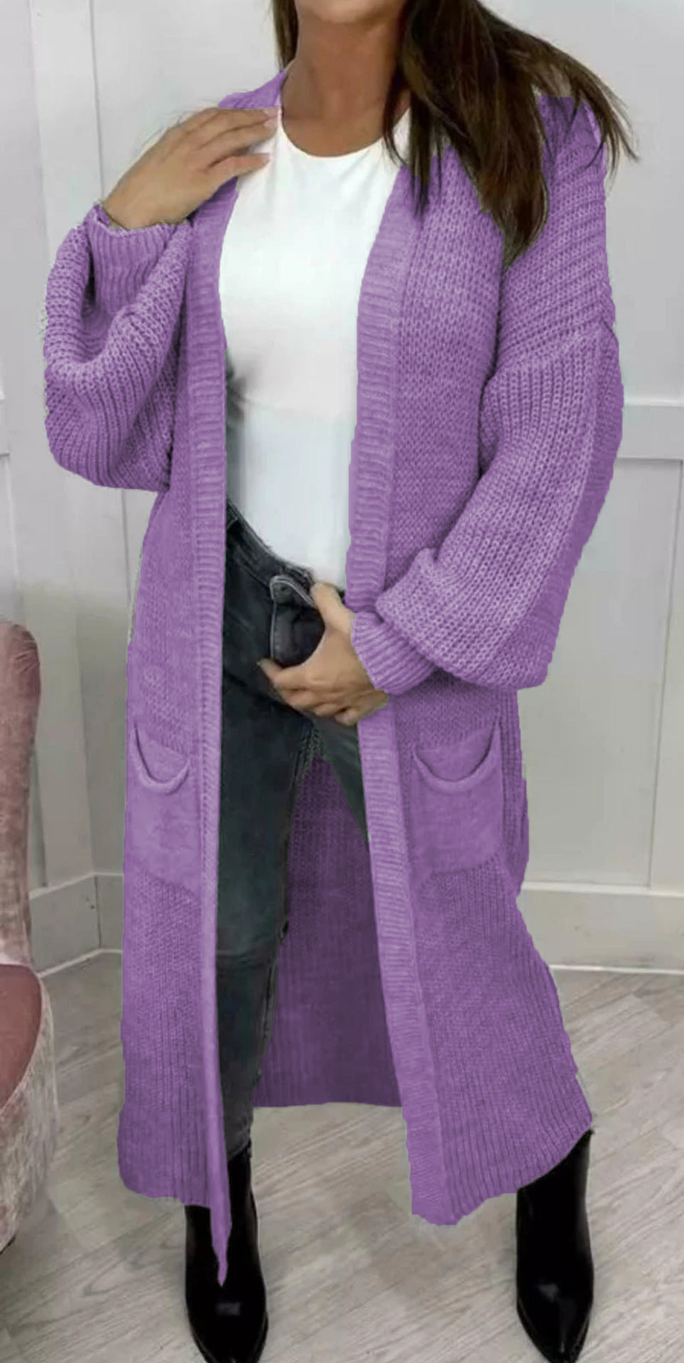 Damen Strickmantel mit tiefen Taschen und modernen Details Drune