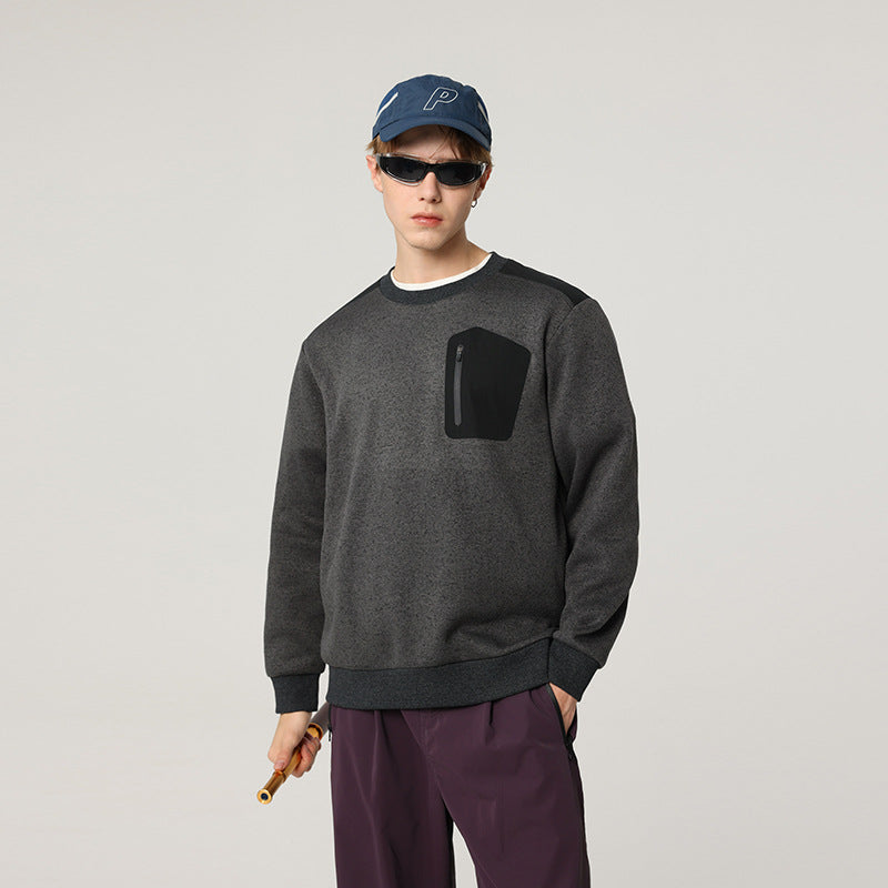 Herren Relaxed-Fit Struktursweatshirt mit Reißverschluss-Brusttasche Drune