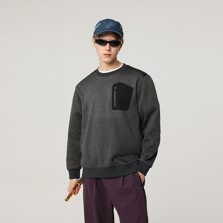 Herren Relaxed-Fit Struktursweatshirt mit Reißverschluss-Brusttasche Drune
