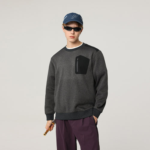 Herren Relaxed-Fit Struktursweatshirt mit Reißverschluss-Brusttasche Drune