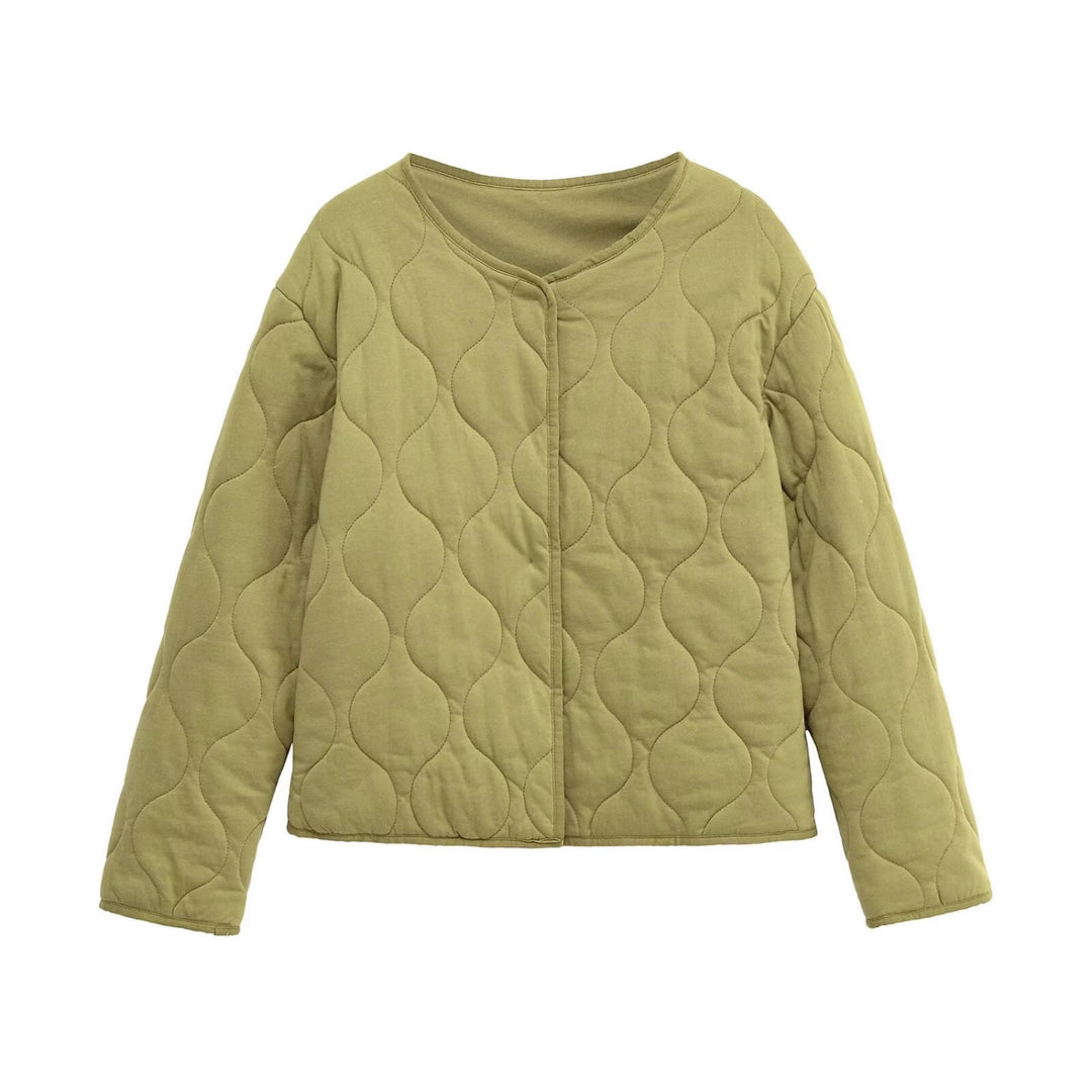 Damen Gesteppte Kurzjacke im Oversize‑Schnitt mit Rundhals und Wellensteppung Drune