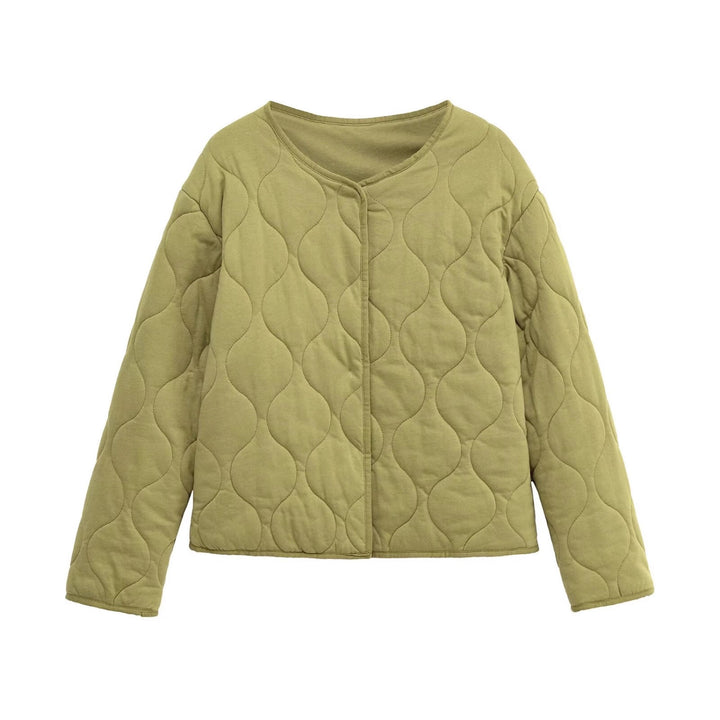 Damen Gesteppte Kurzjacke im Oversize‑Schnitt mit Rundhals und Wellensteppung Drune