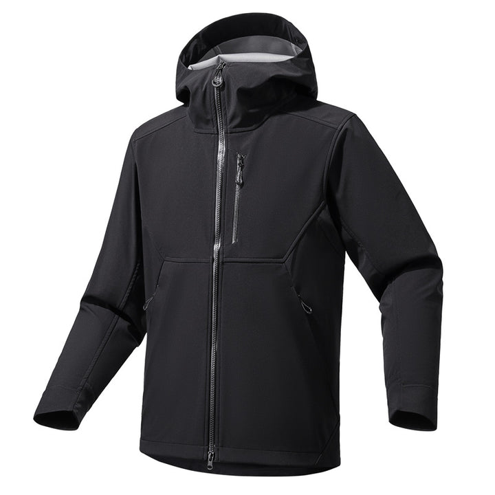 Herren Technische Softshell-Hoodiejacke mit Kapuze, winddichter Membran und ergonomischem Schnitt Drune