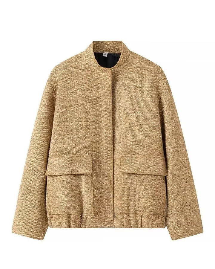 Drune | Gold Pailletten Stehkragenjacke