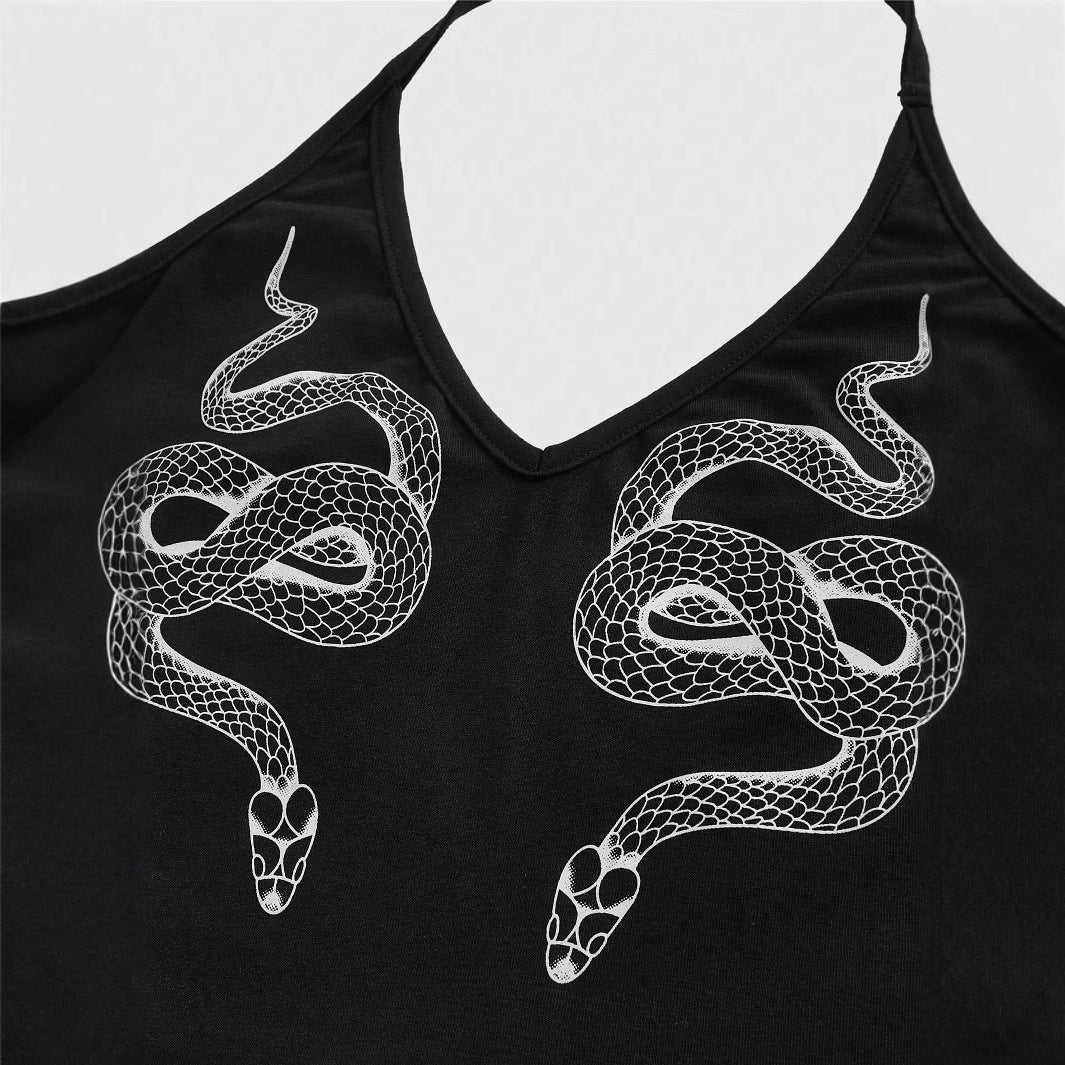 Damen Crop Top mit Schlangendesign Drune