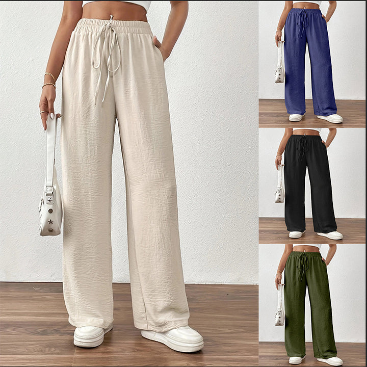 Damen weite Palazzo-Hose mit elastischem Bund und taillierbarem Kordelzug Drune